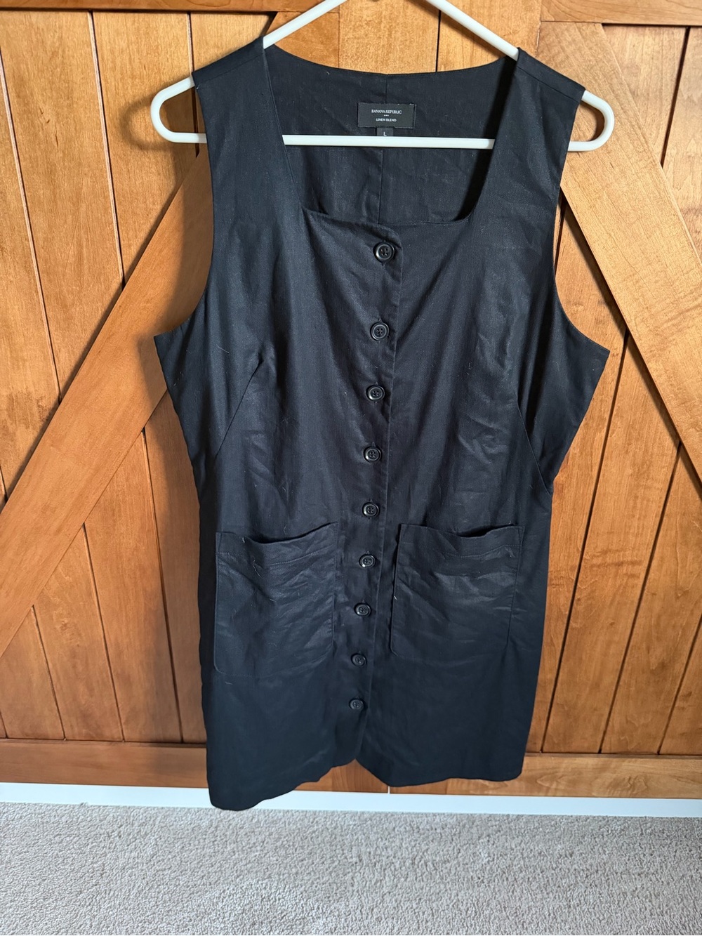 Banana Republic Black Sleeveless Button-Front Dress